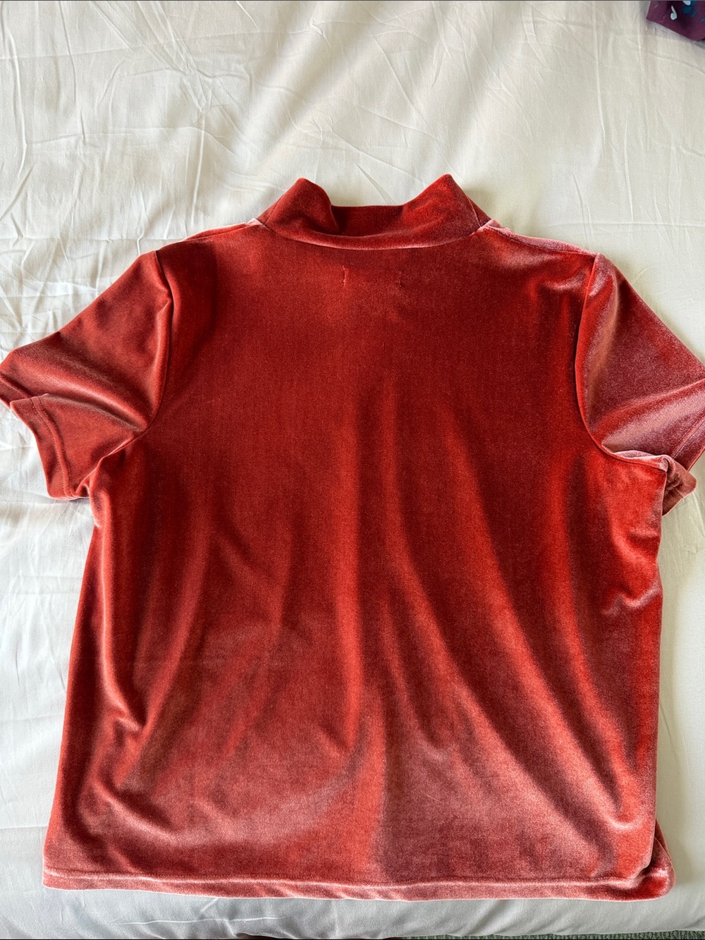 Madewell - Velvet Short-Sleeve Mock Neck Top - Redish Orange